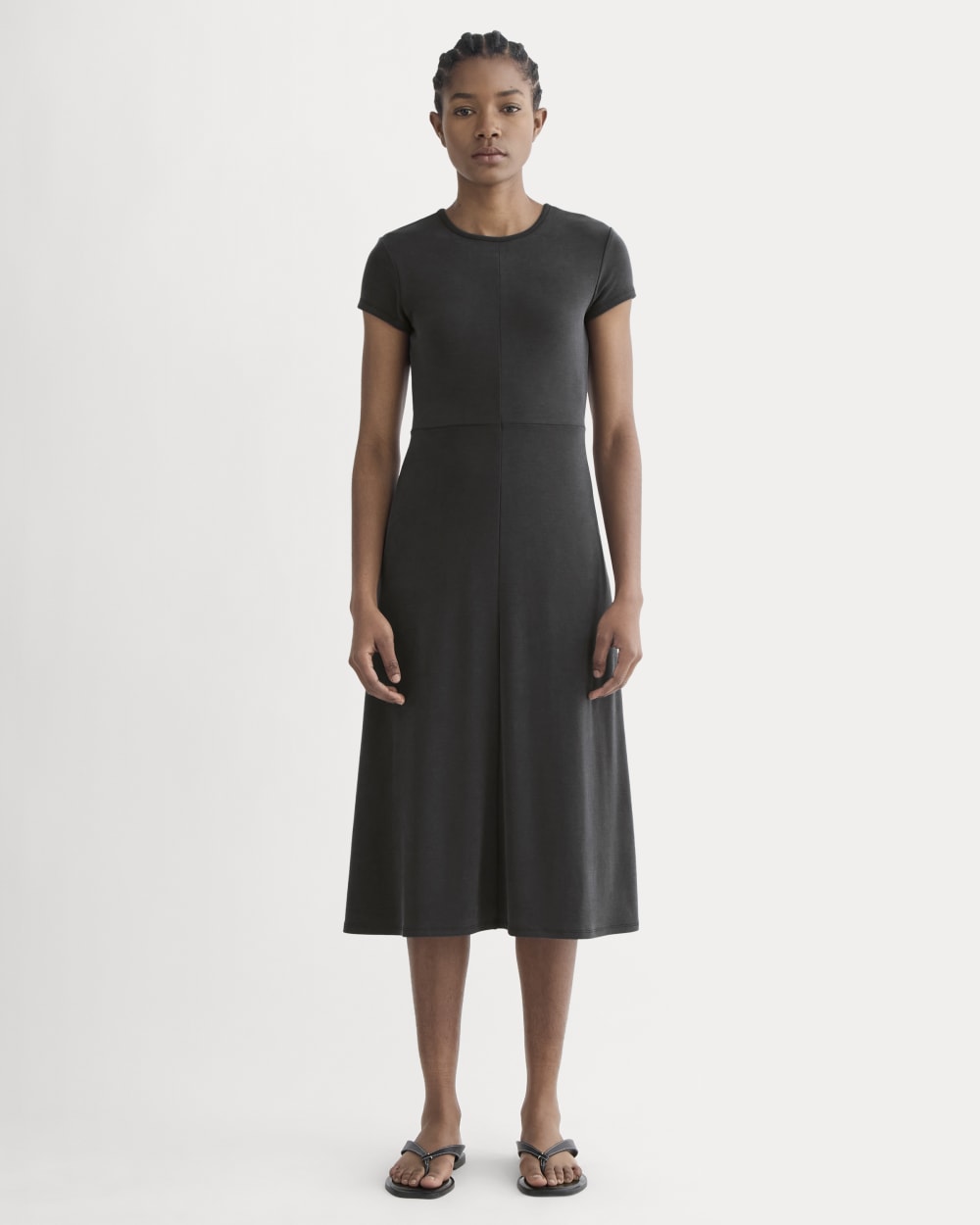 Midi Tee Dress in Butterknit in Black — alternate view