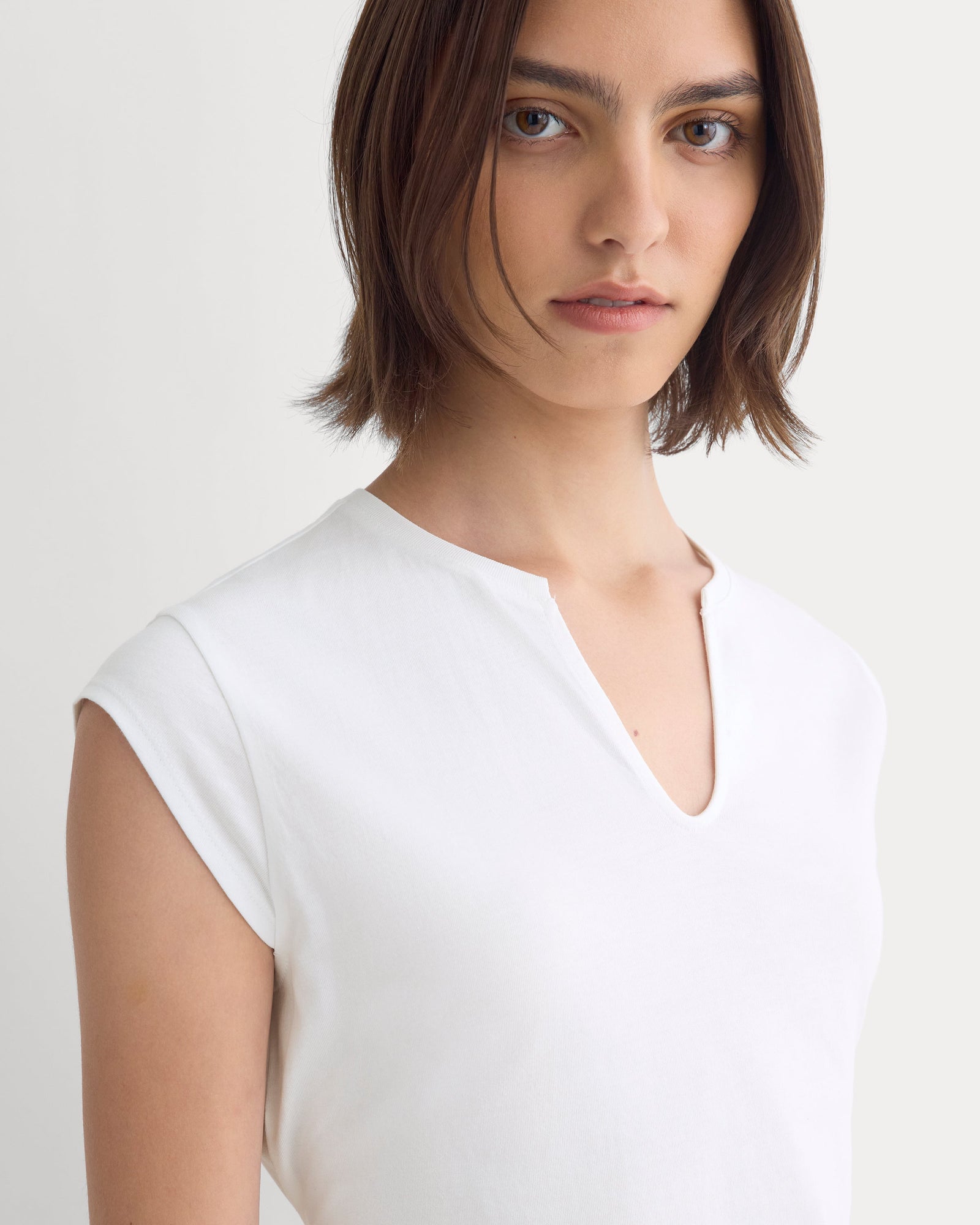 Tie-Back Tee in Organic Cotton in White — detail view