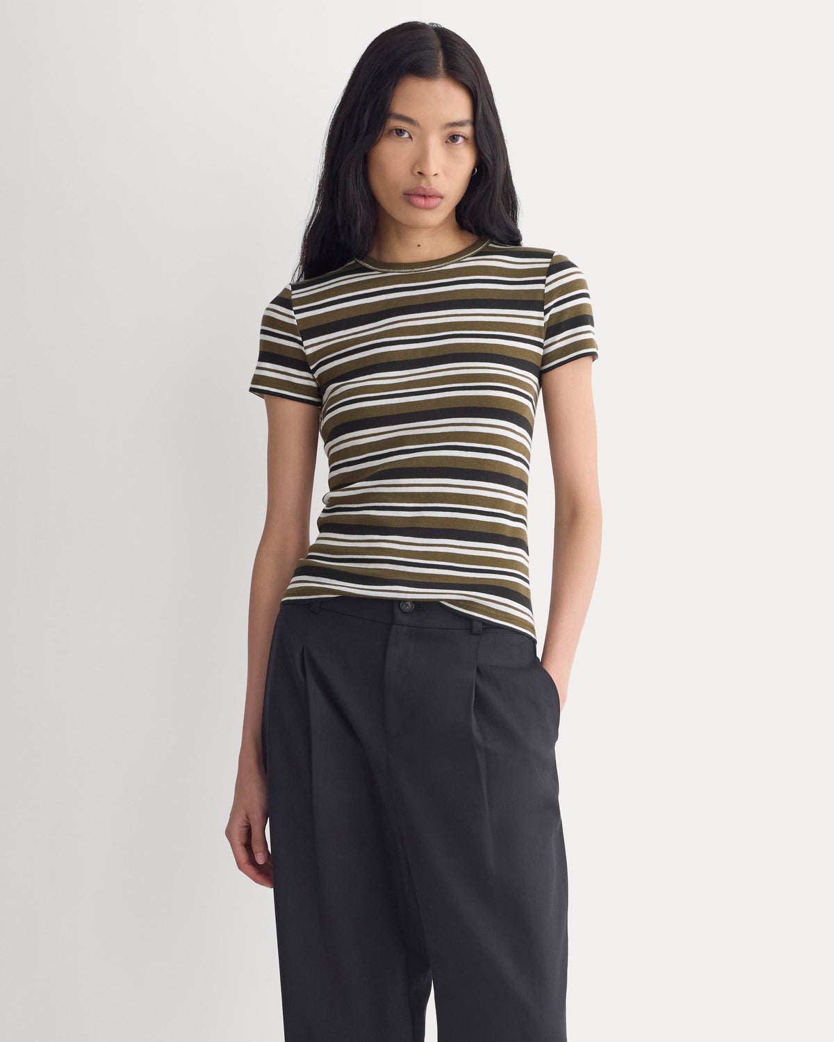 Tissue Short-Sleeve Crew in Beech — detail view