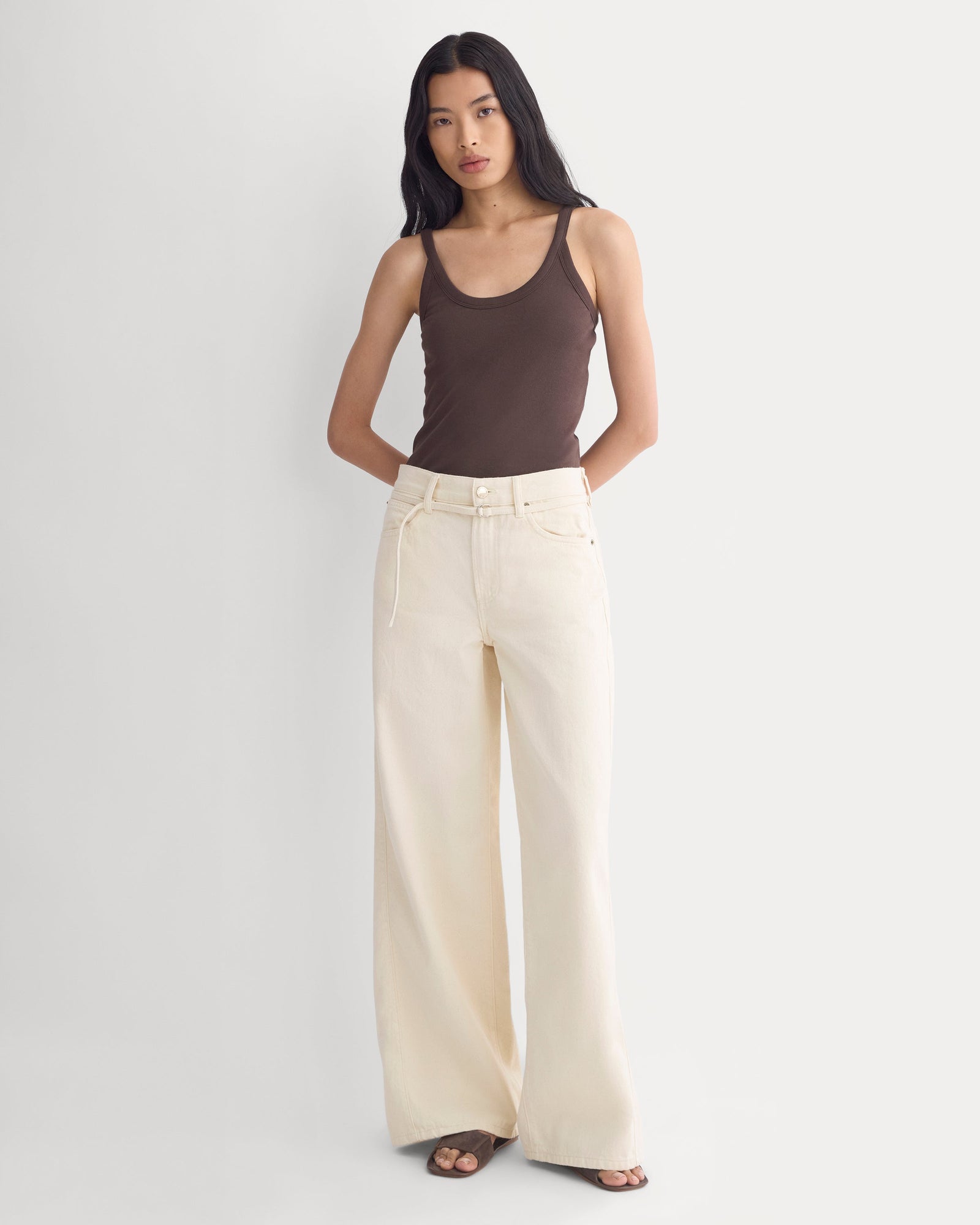 RetroSoft U-Neck Tank in Coffee Bean — detail view