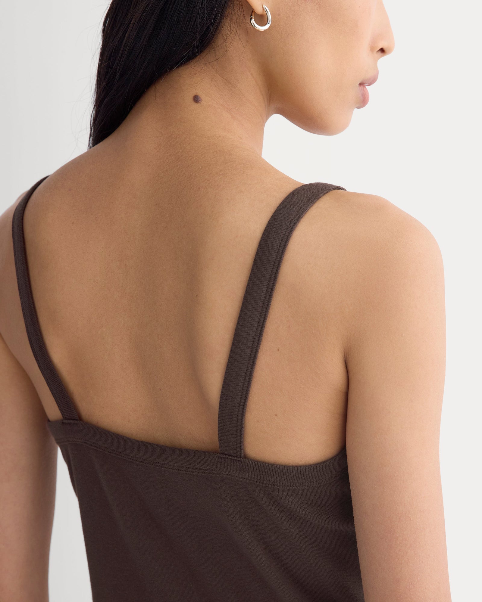 RetroSoft U-Neck Tank in Coffee Bean — detail view