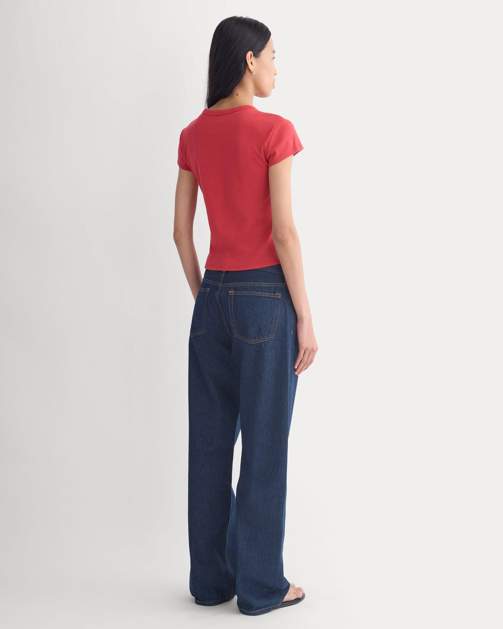 RetroSoft Cotton Crew in Vintage Red — detail view