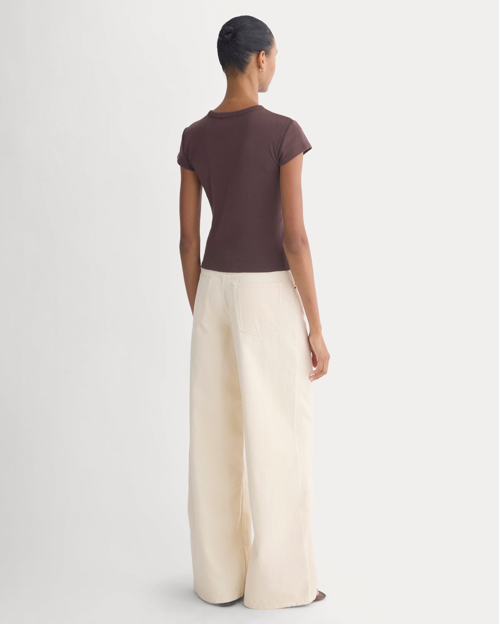 RetroSoft Cotton Crew in Coffee Bean — detail view