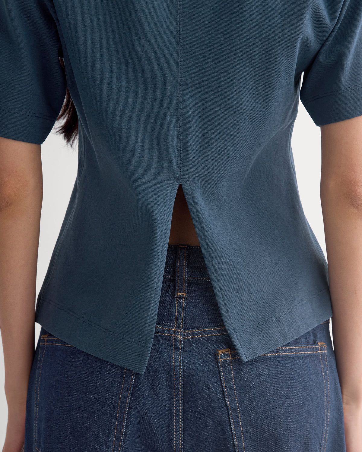 Premium Weight Back Slit Tee in Midnight Navy — alternate view