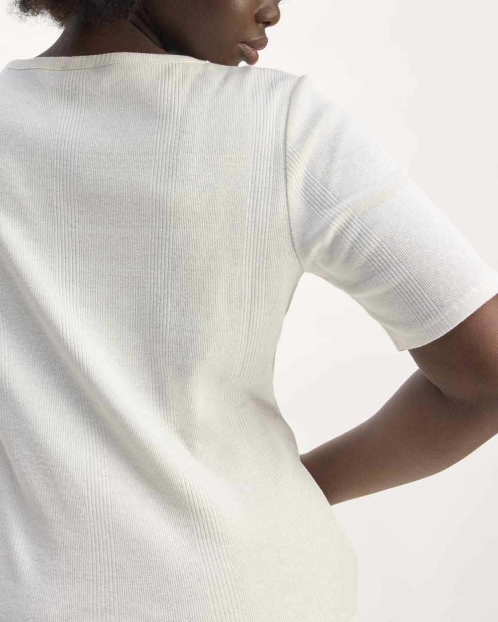 The Vintage Rib Scoop-Neck Top in Bone — detail view
