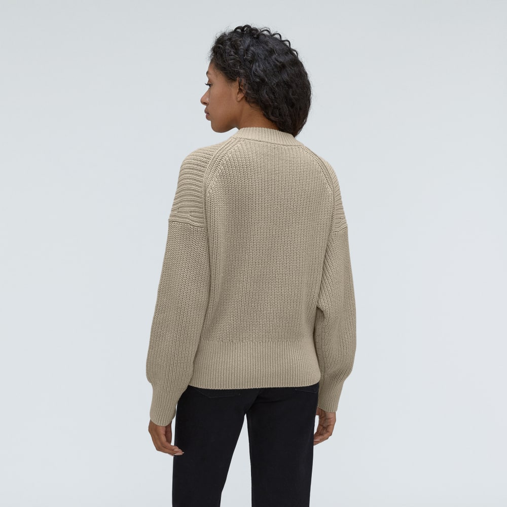 The Texture Cotton Crew in Trench Coat Khaki — detail view
