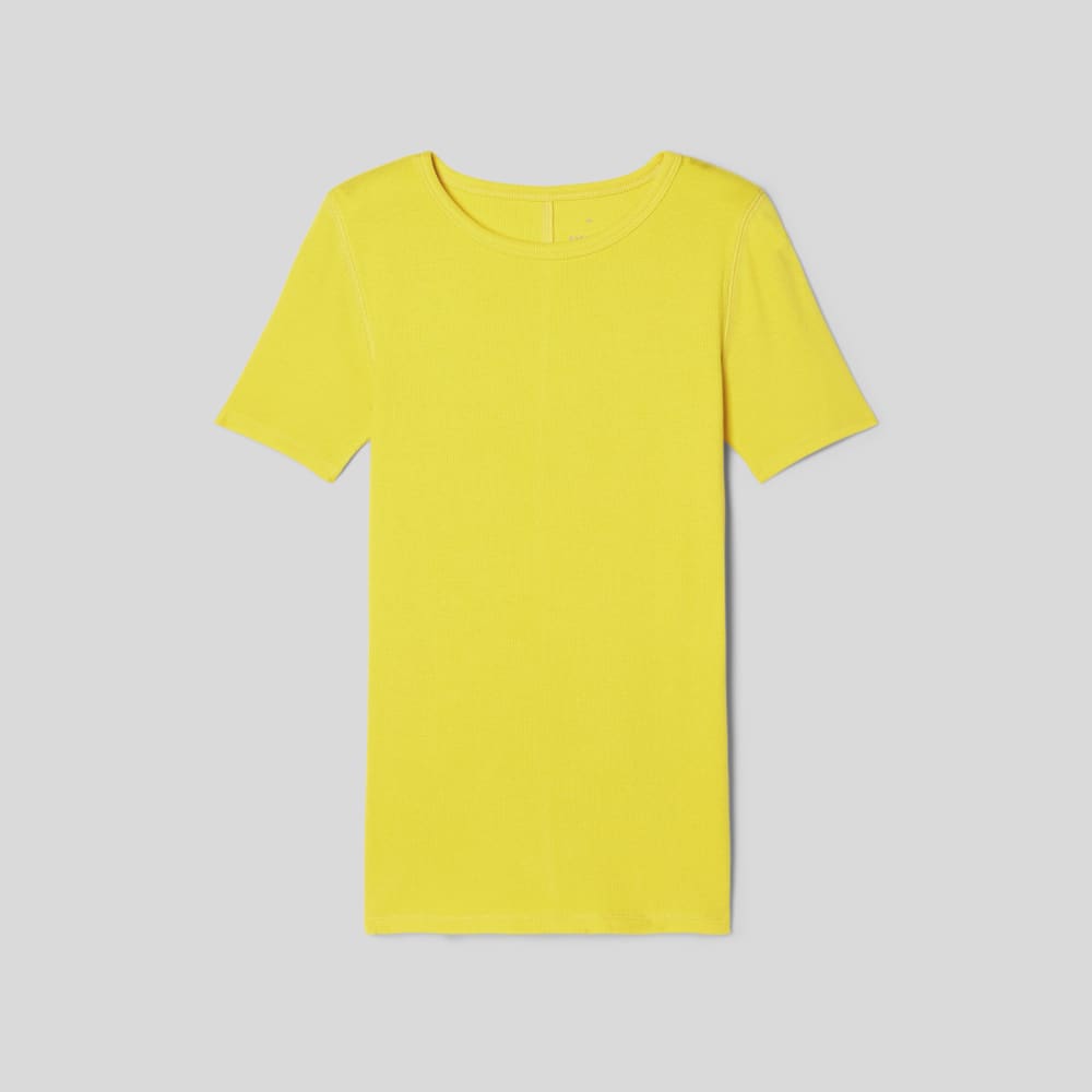 The Pima Micro-Rib Crew Tee in High Visibility Yellow — alternate view