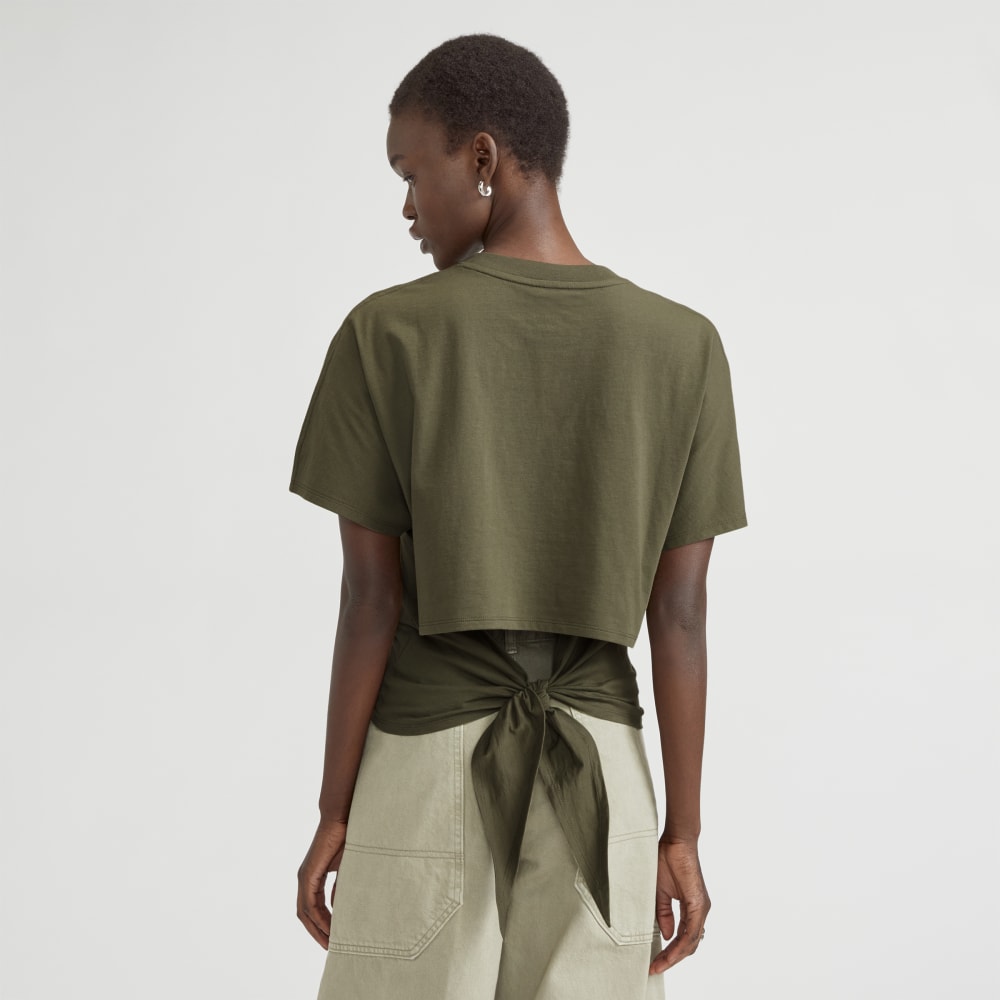 The Organic Cotton Tie Back Tee in Kalamata — detail view