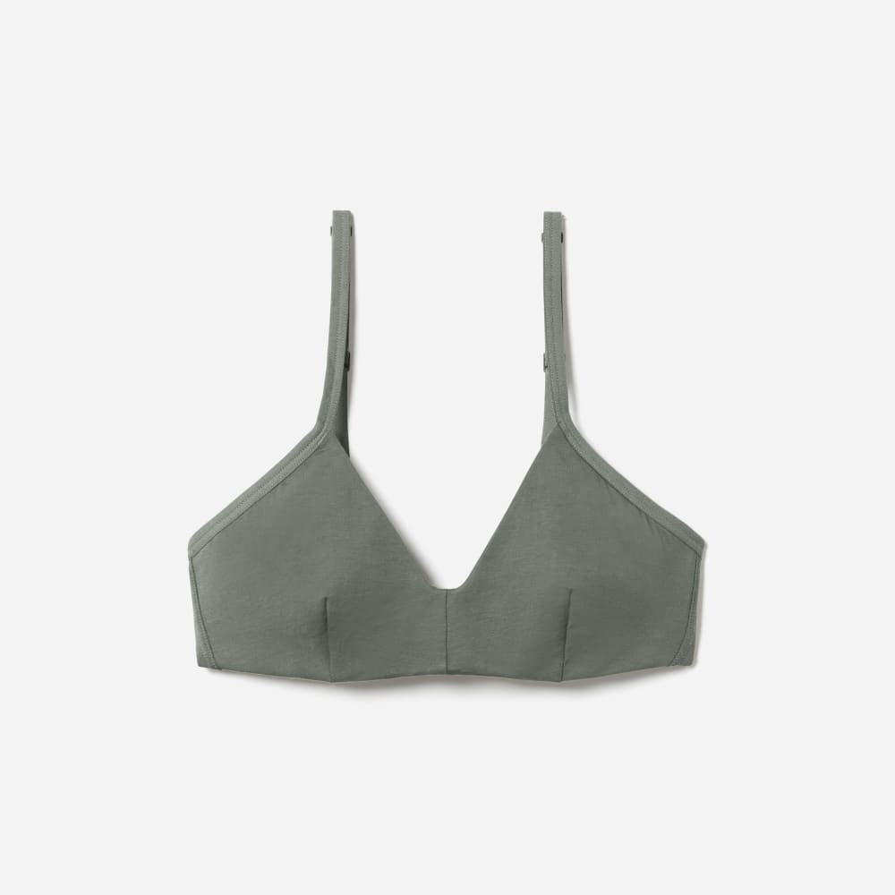 The Cotton Bralette in Dark Sage — front view