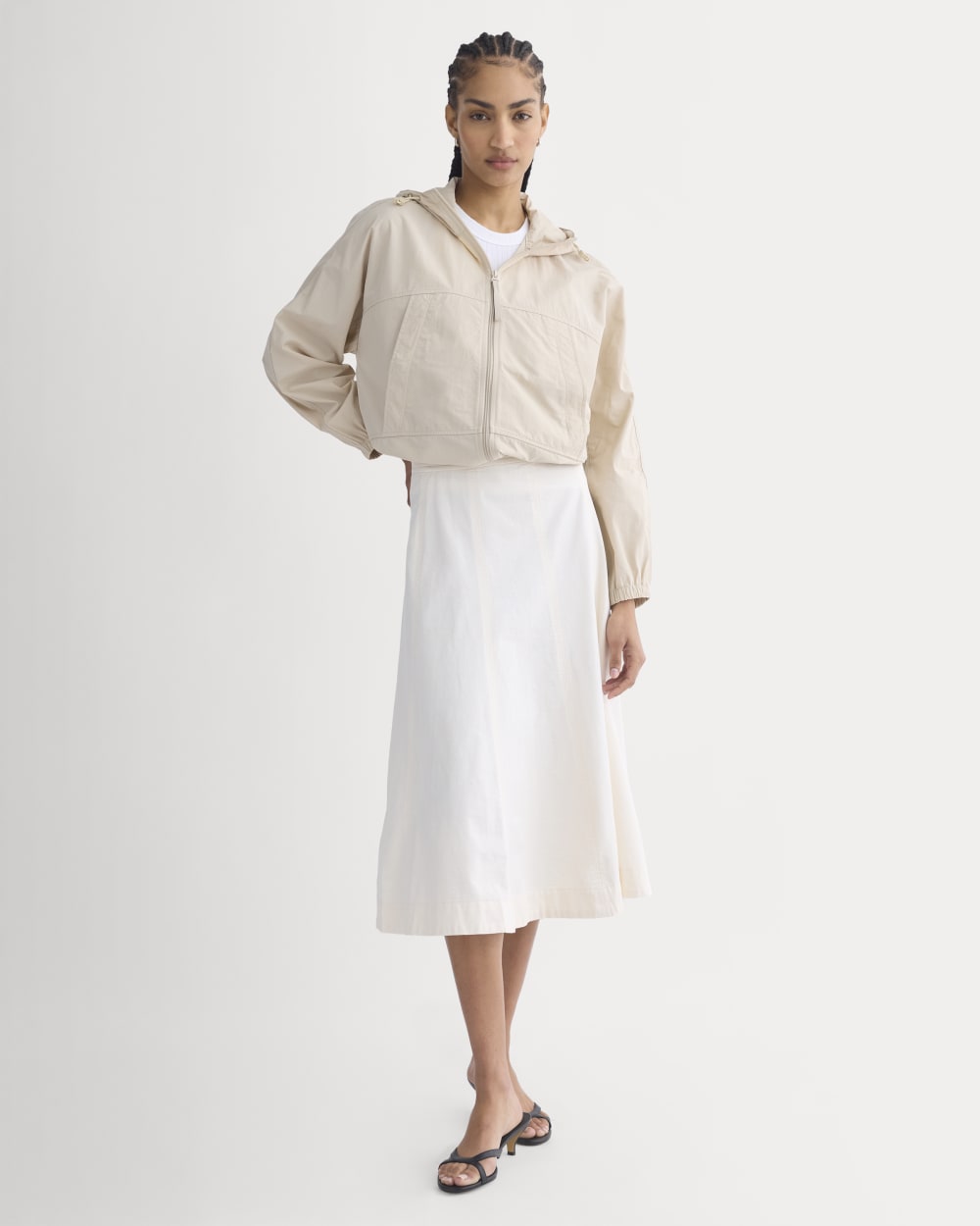 Seamed Midi Skirt in Bone — front view
