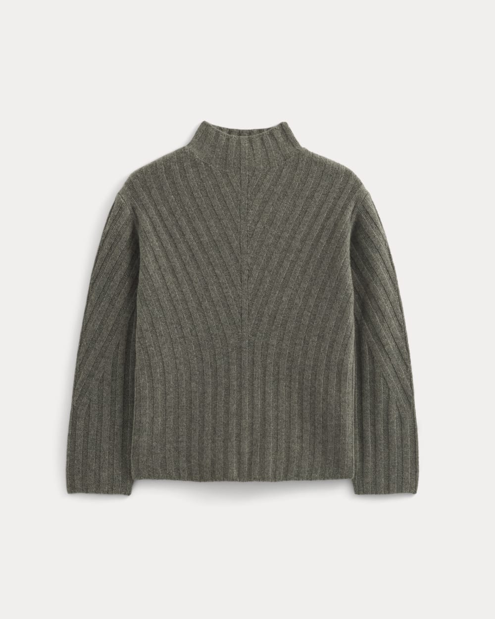 Funnel-Neck Sweater in Wool Cashmere in Heather Charcoal — alternate view