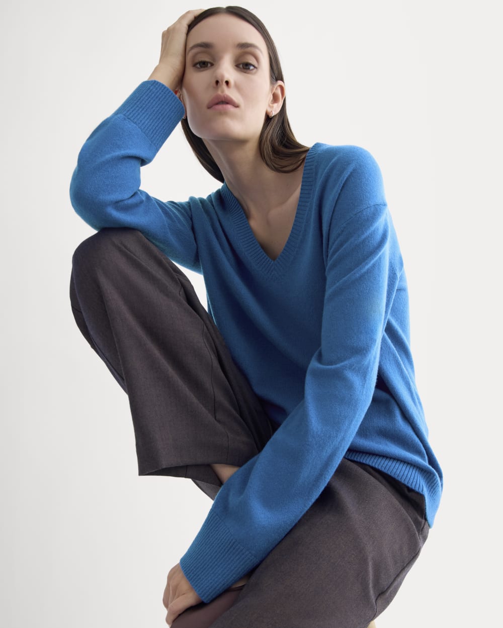 The Classic V in Cashmere in Classic Blue — detail view