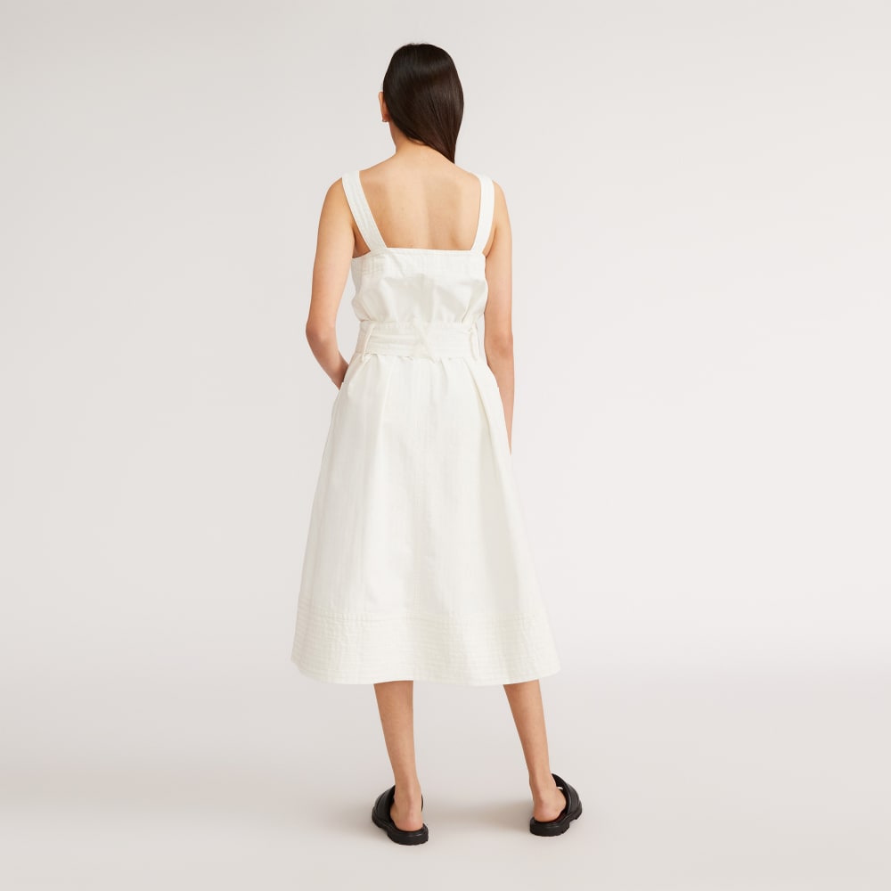 The Organic Cotton Herringbone Dress in Bone — detail view