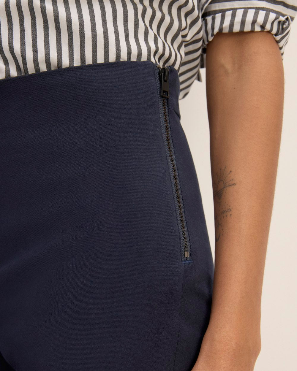 The Bi-Stretch Work Pant in Navy — detail view
