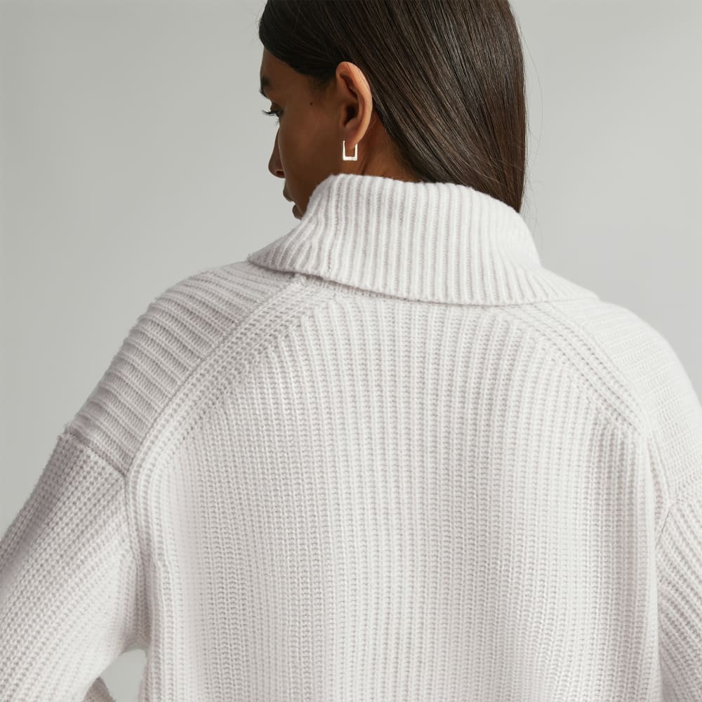 The Felted Merino Shawl Collar Sweater in Heathered Oat — detail view