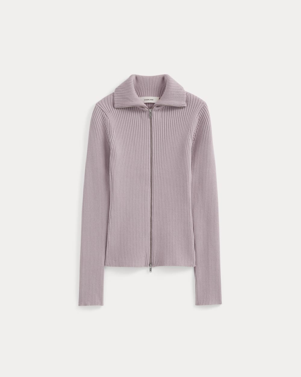 Full-Zip Ribbed Jacket in Everyday Cotton in Burnished Lilac — alternate view
