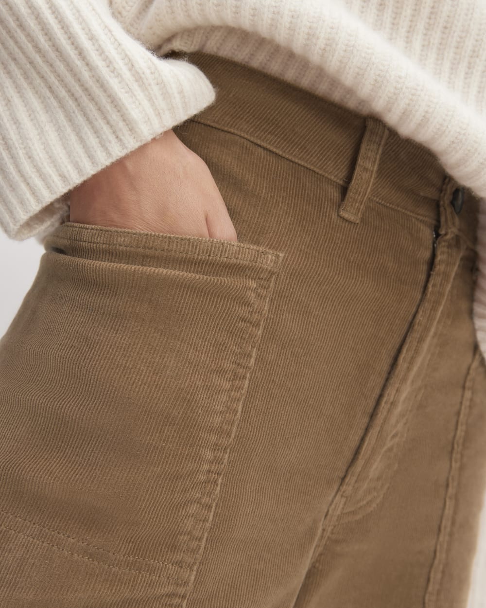 The Corduroy Gardener Pant in Toasted Coconut — detail view