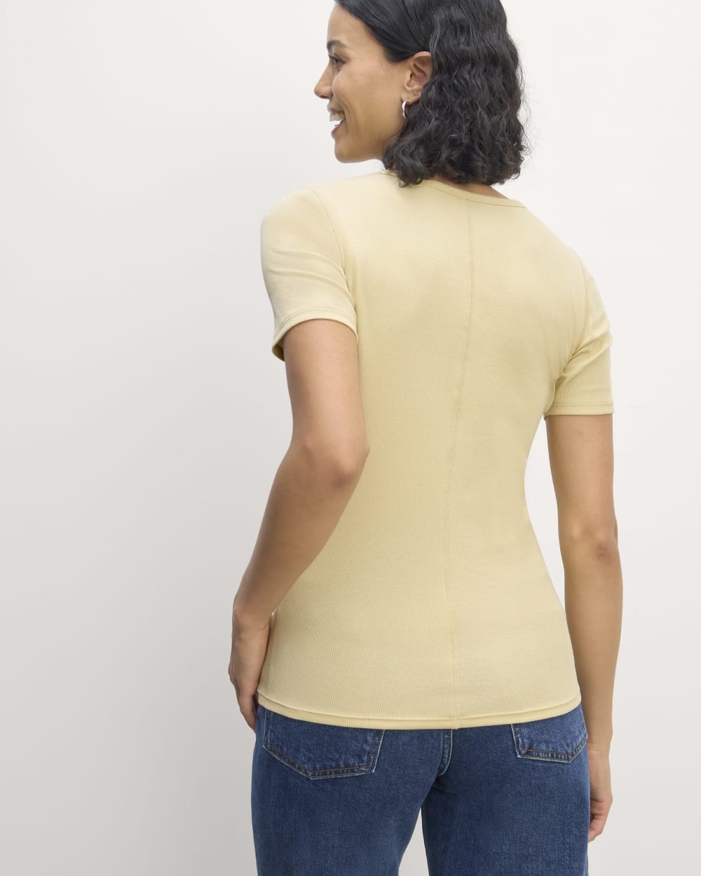 The Luxe Rib Crew in Parsnip — detail view