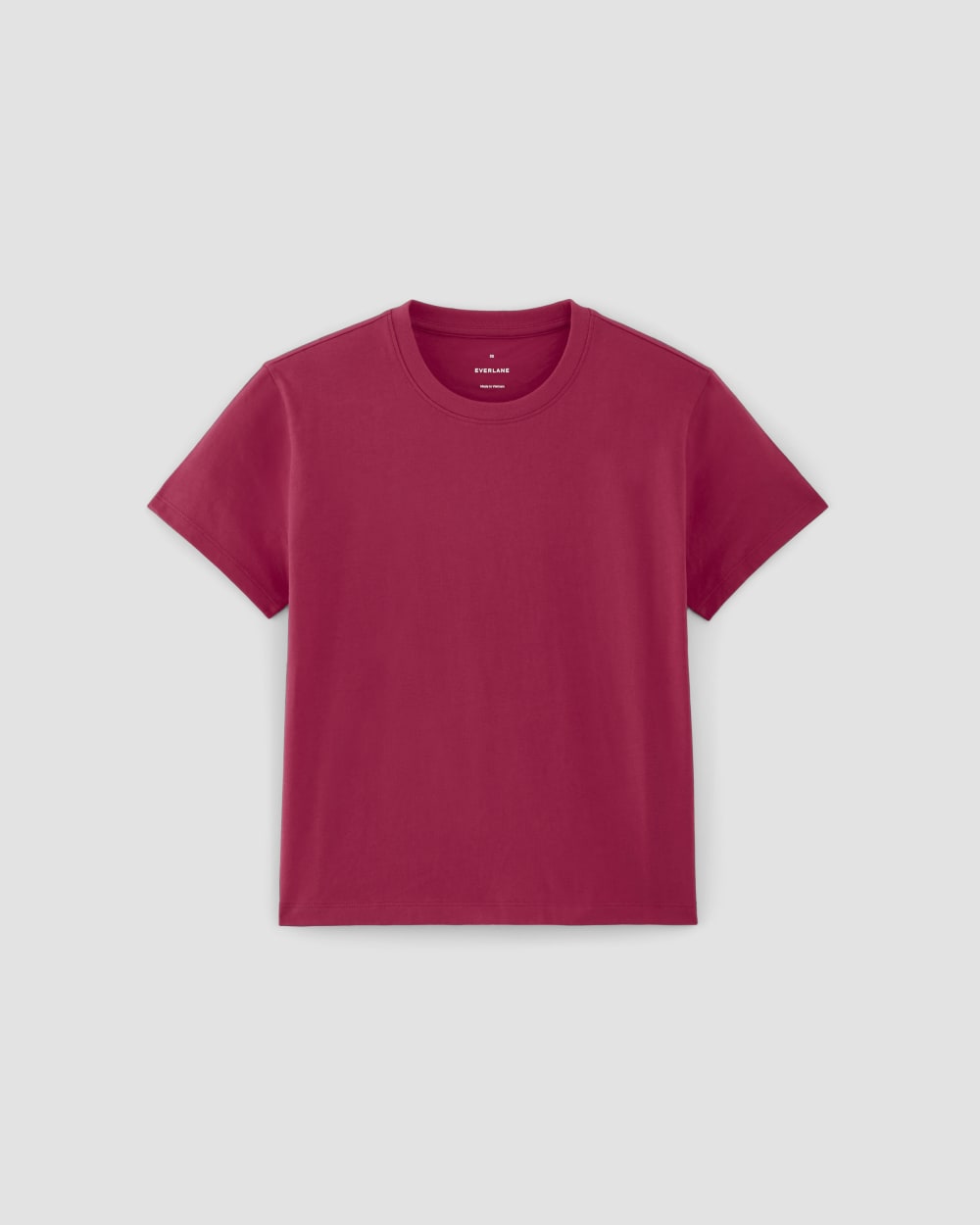 The Box-Cut Tee in Essential Cotton in Red Currant — alternate view