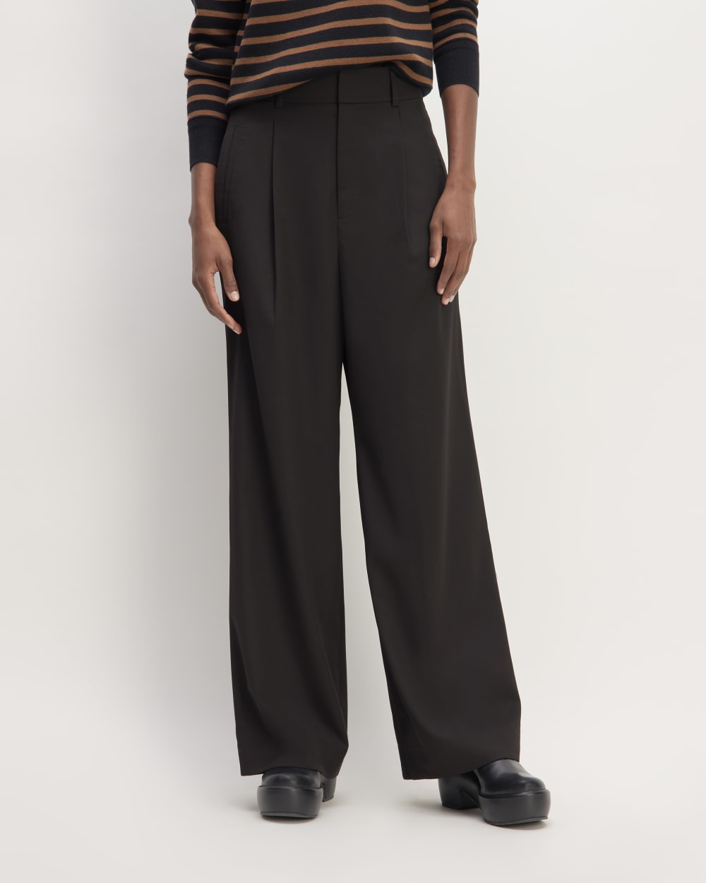The Italian Wool Way-High® Drape Pant in Black — detail view