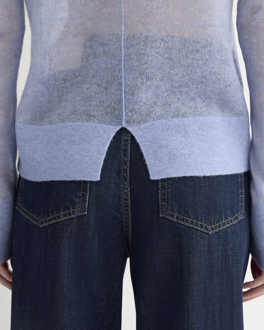 The Air Alpaca™ Relaxed Crew Top in Soft Blue — detail view