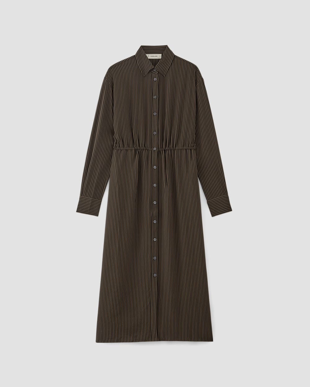 The Mini Jacquard Stripe Shirt Dress in Cocoa / Black — alternate view