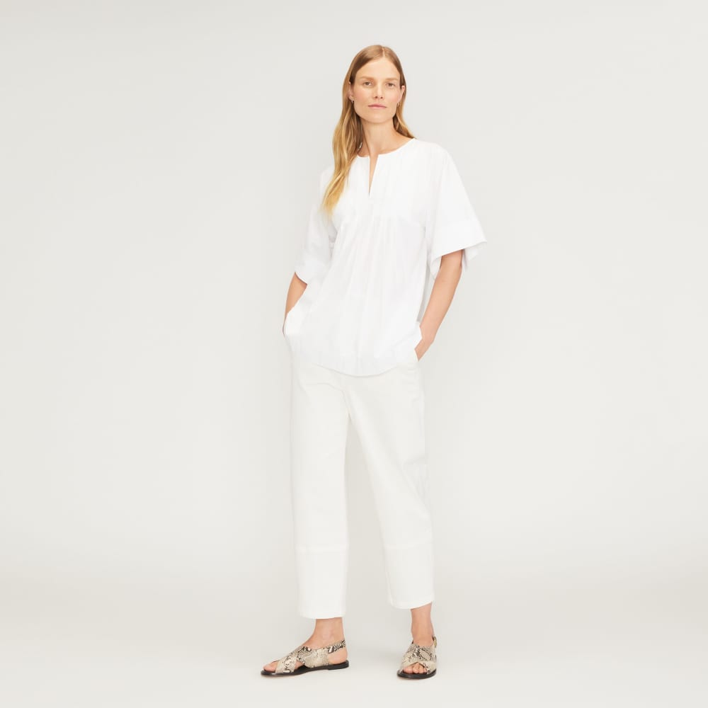The Poplin Tunic in White — detail view