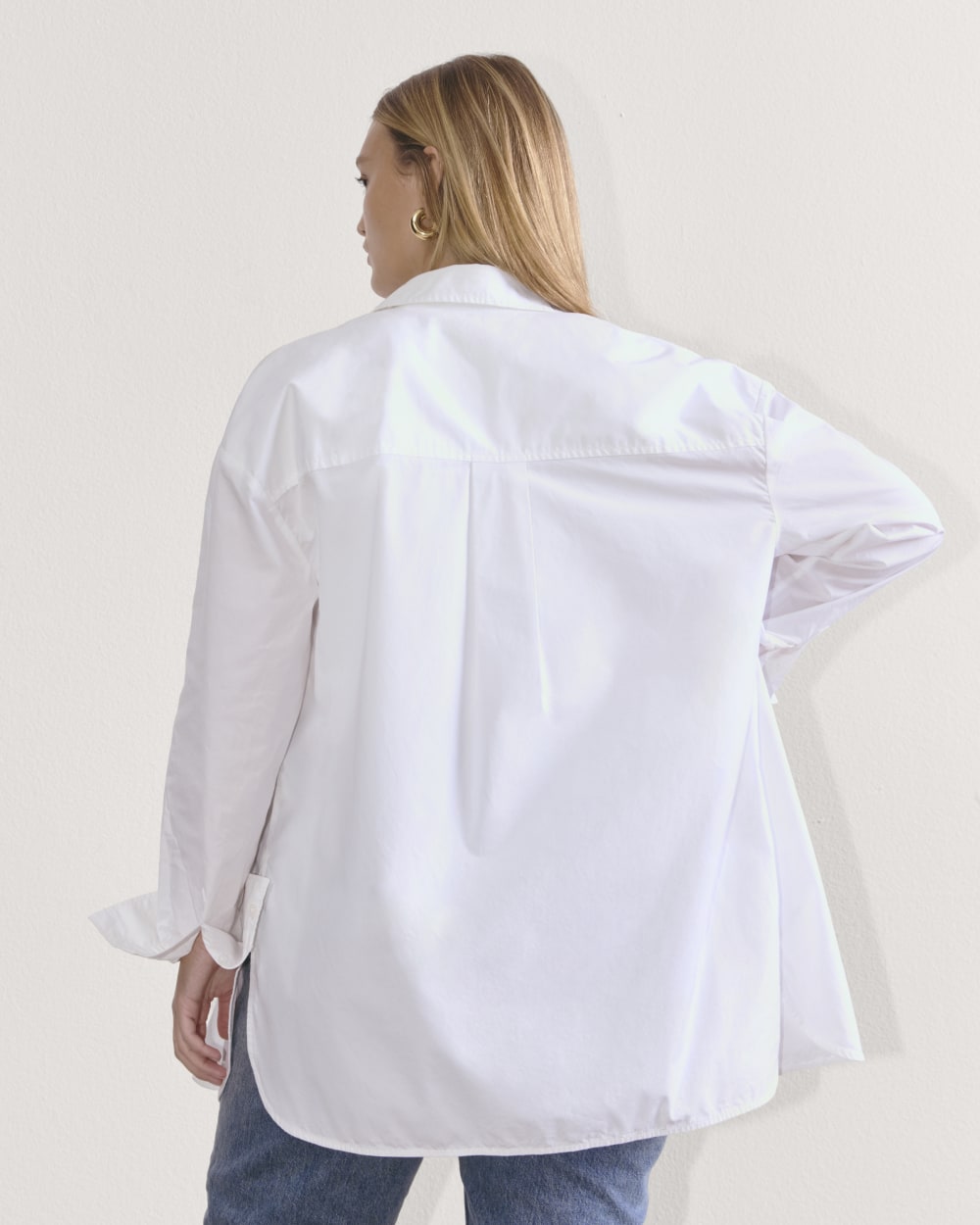 The Supima® Cotton Boyfriend Shirt in White — detail view