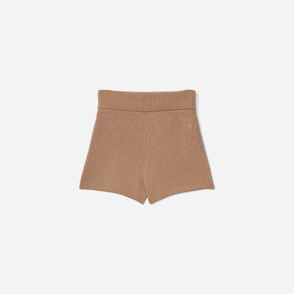 The Cozy-Stretch Short in Camel — front view