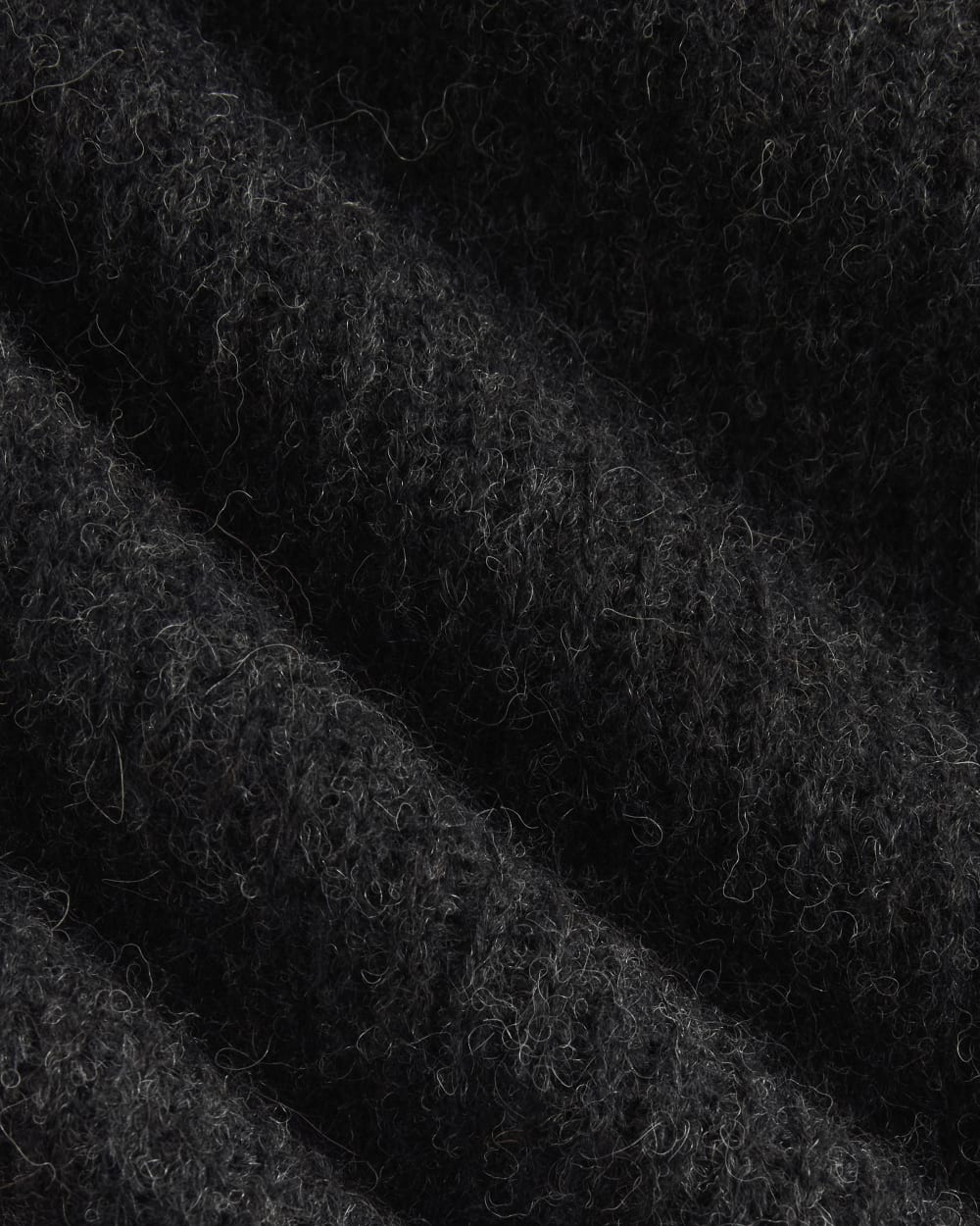 The Cocoon Crew in Alpaca in Heathered Black — detail view