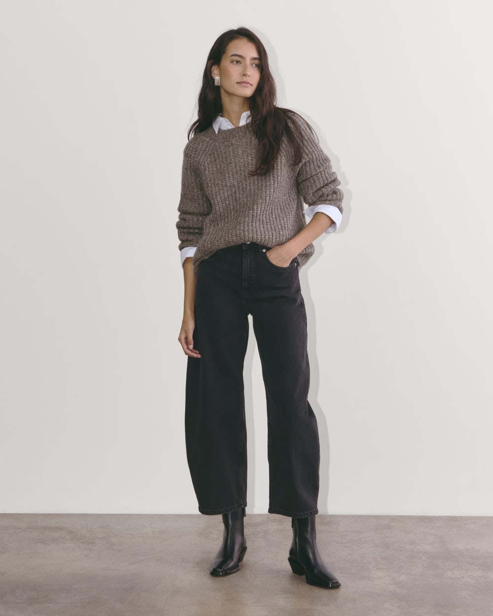The Fisherman Crew in Cloud in Taupe Melange — detail view