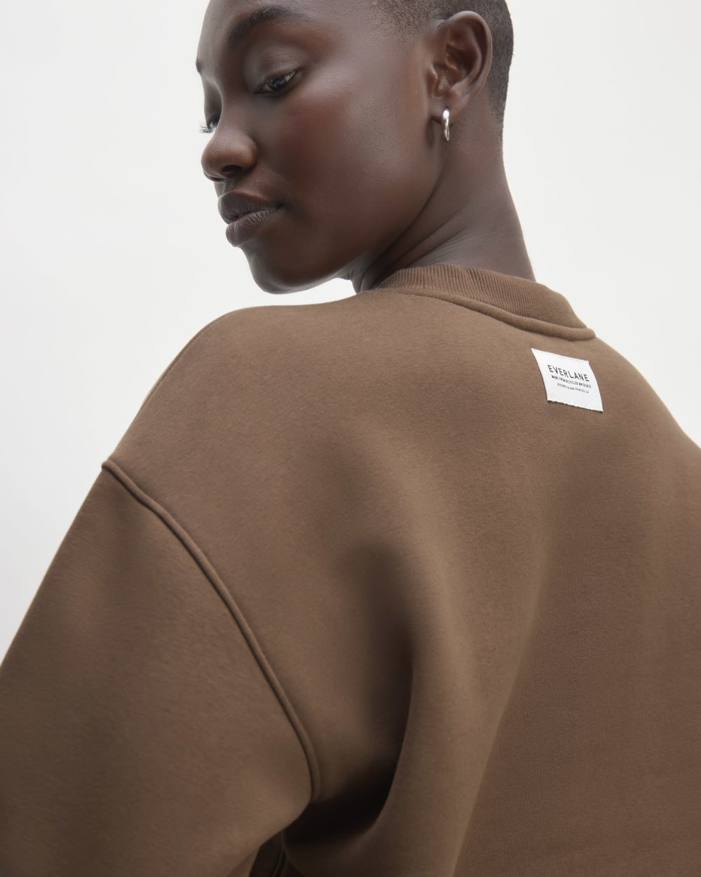 The ReTrack Oversized Crew in Cocoa — detail view