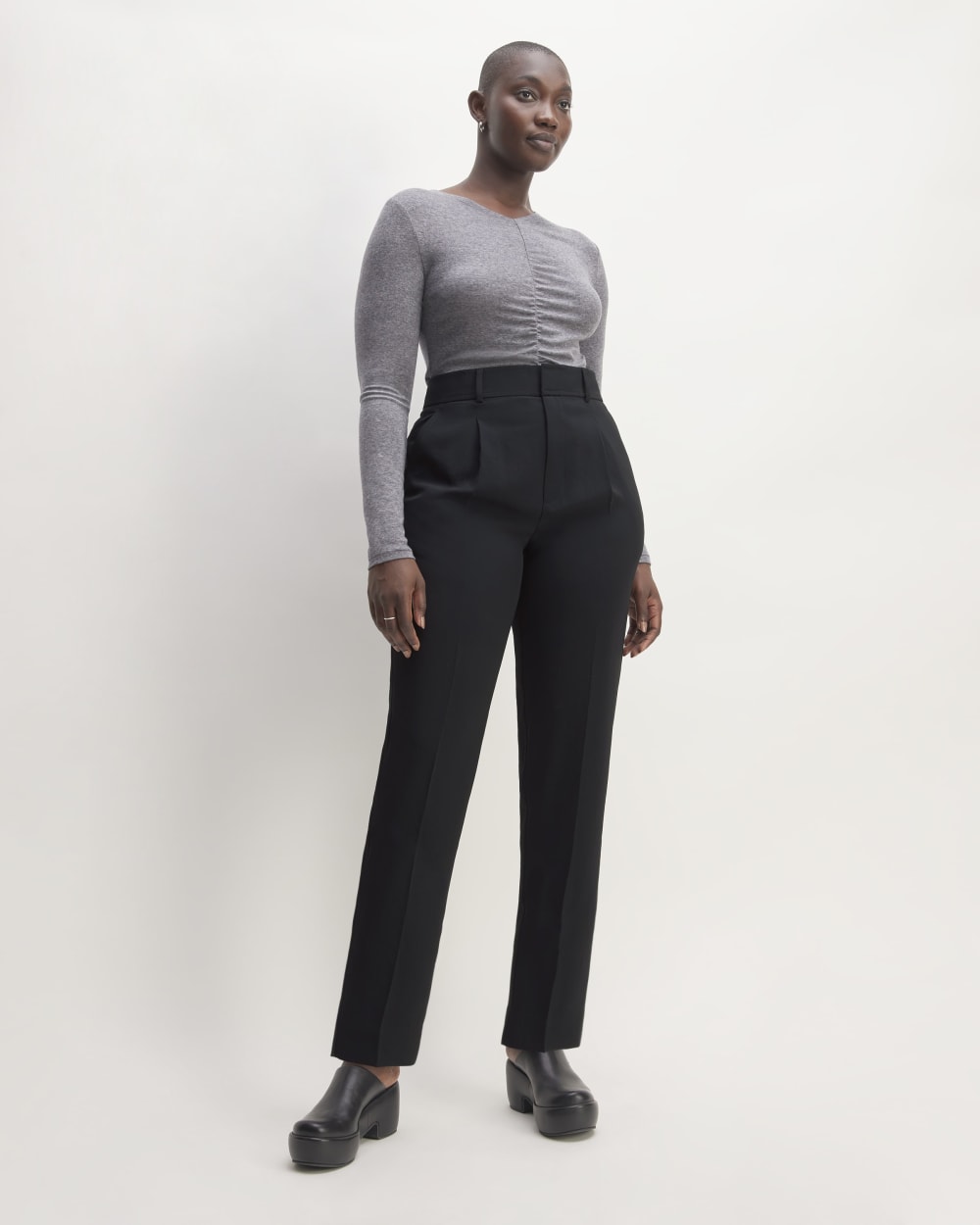 The Japanese GoWeave Way-High® Tapered Pant in Black — front view