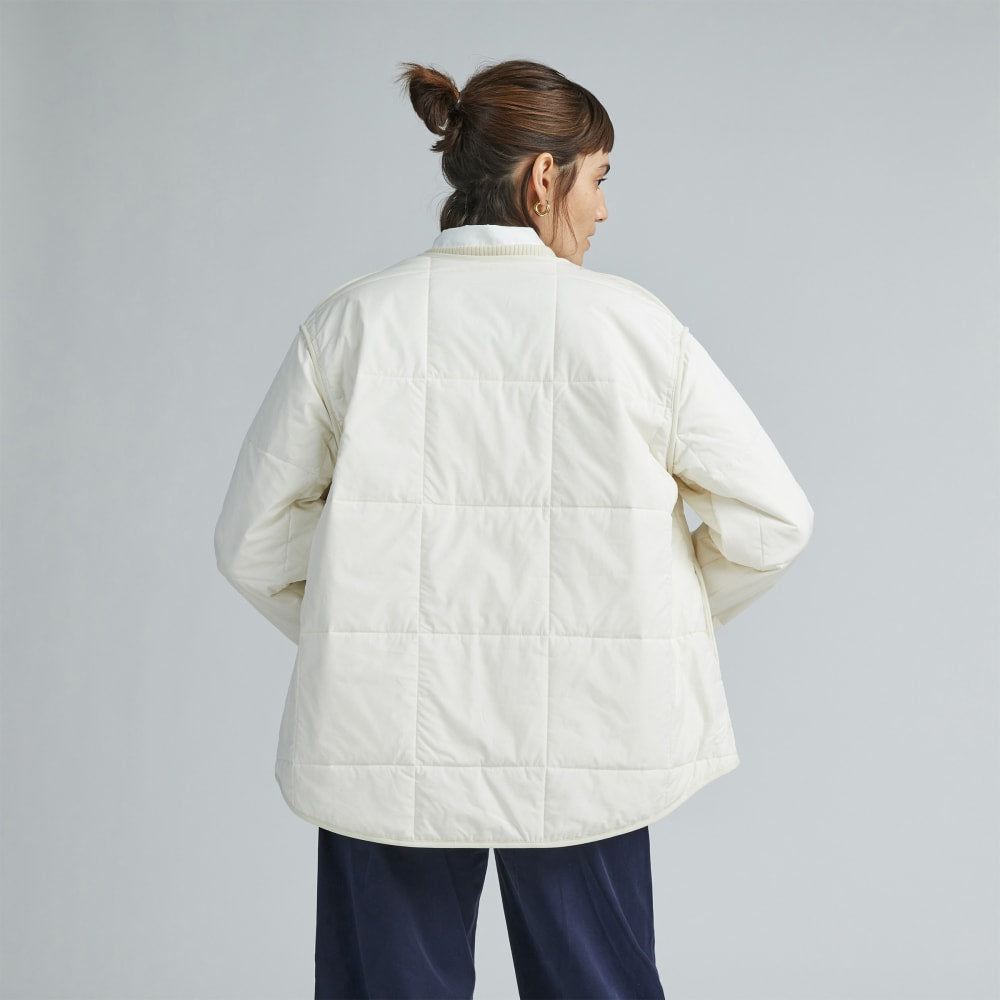 The Quilted Cotton Liner in Bone — detail view