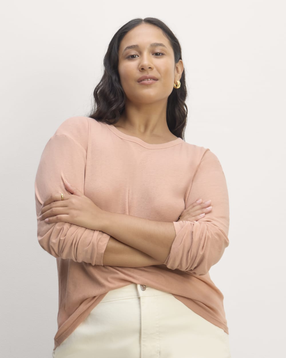 The Air Long-Sleeve Tee in Blush Pink — front view