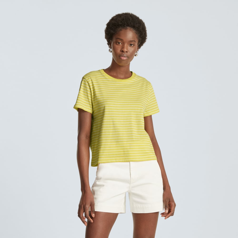 The Box-Cut Tee in Essential Cotton in Acacia / Tan — front view