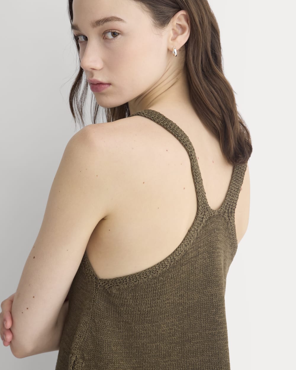 Racerback V-Neck Sweater in Beech — detail view