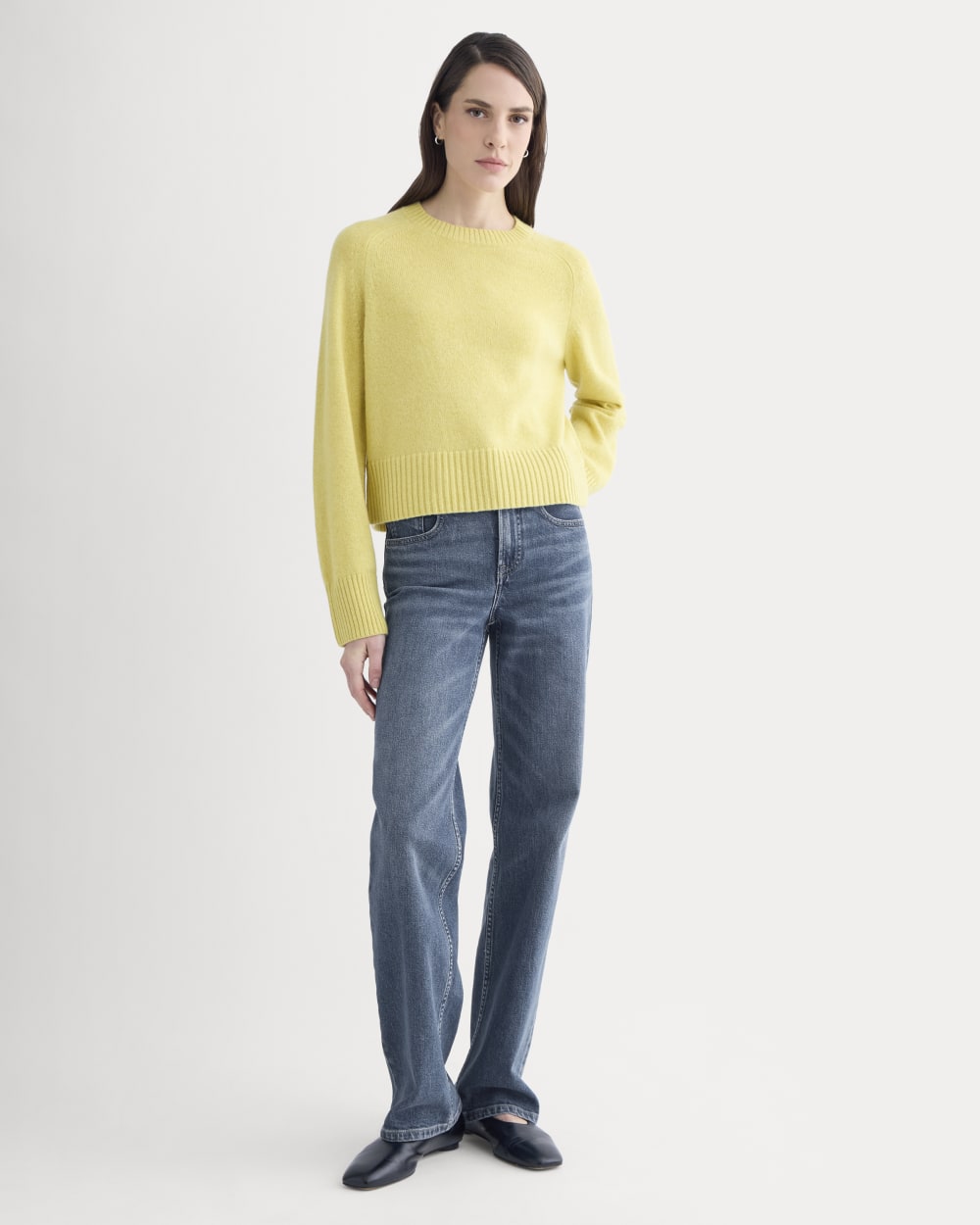 The Boxy Crew in Cashmere in Double Cream Heather — detail view