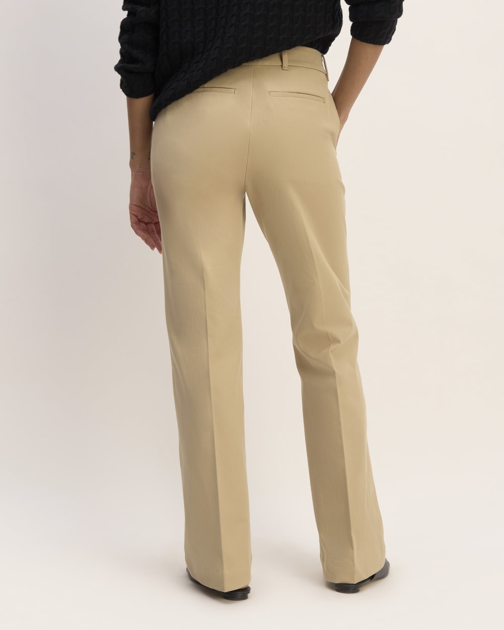 The Bi-Stretch Flare Pant in Cornstalk — detail view