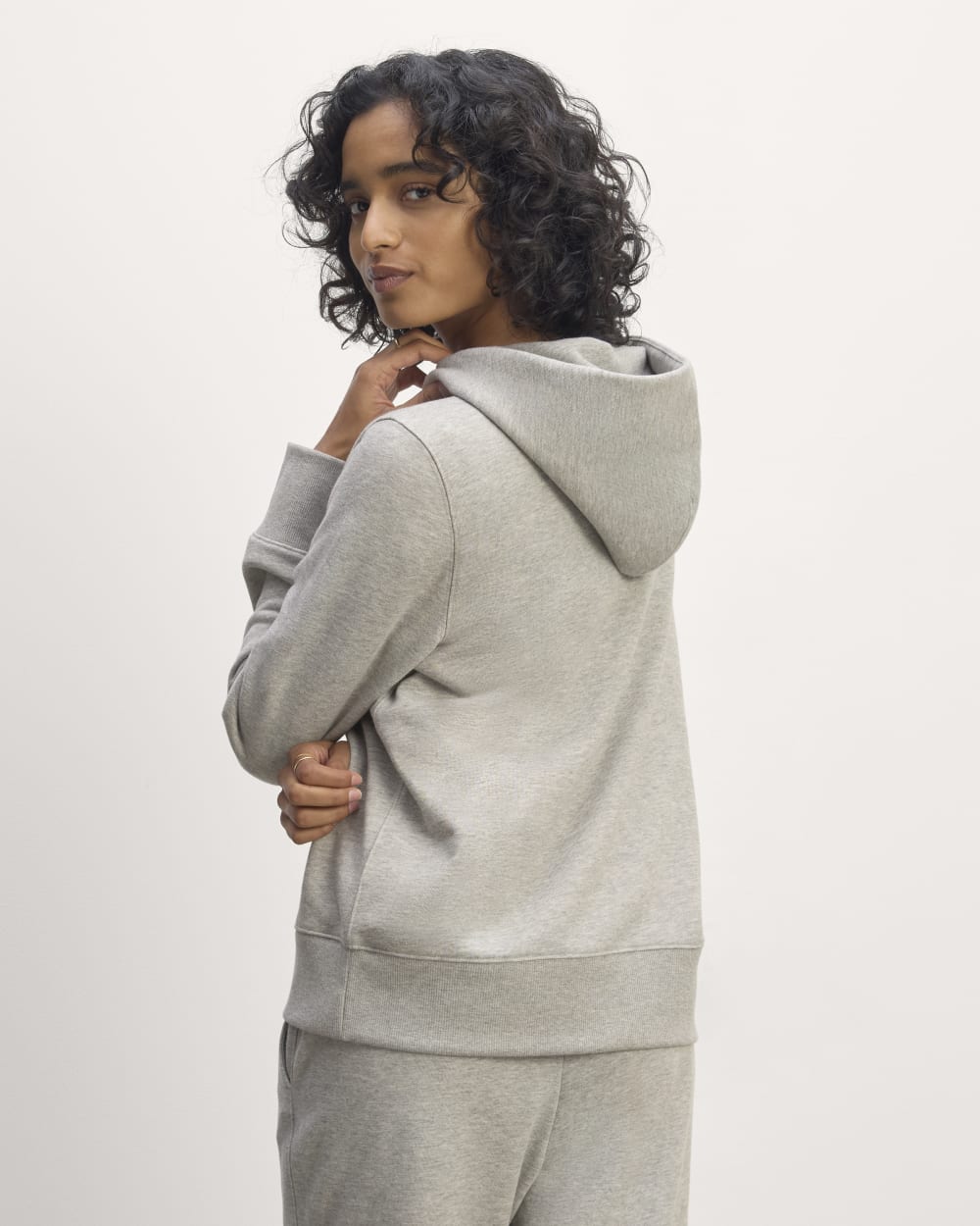 The Off-Duty Terry Hoodie in Heathered Grey — detail view