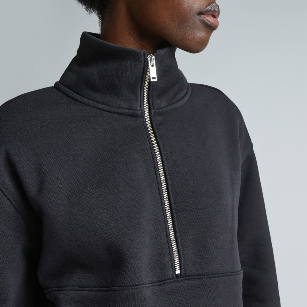 The ReTrack Half-Zip Sweatshirt in Black — detail view