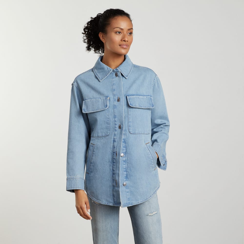 The Denim Shirt Jacket in Myrtle Sky — alternate view