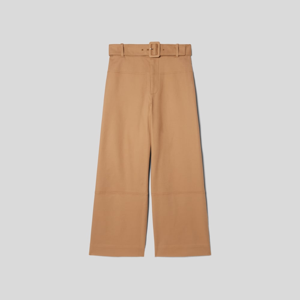 The Structured Cotton Belted Pant in Toasted Coconut — alternate view