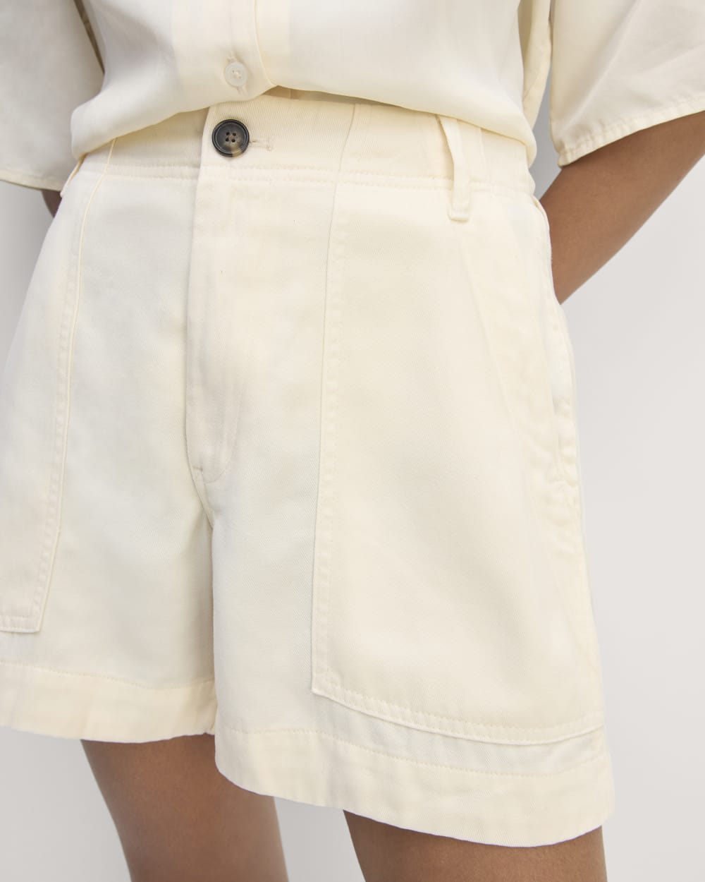 The Utility Short in Buttersoft in Bone — detail view