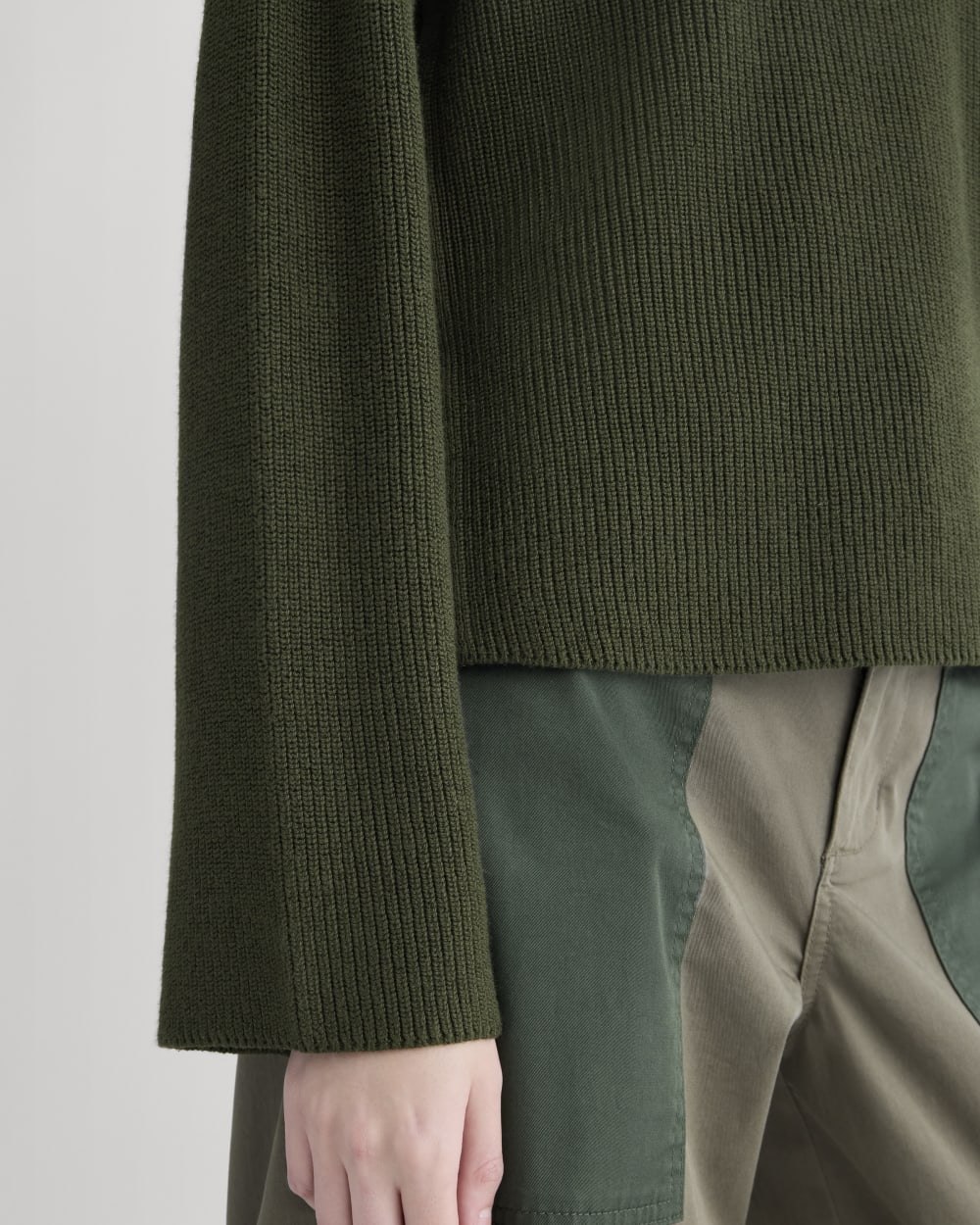 The Boatneck Top in Everyday Cotton in Dark Green — detail view