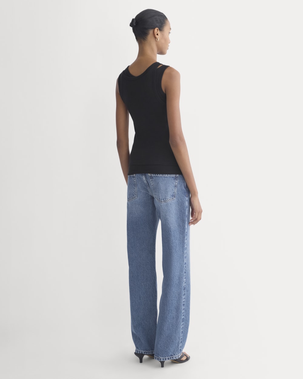 Tissue Layered Tank in Black — detail view
