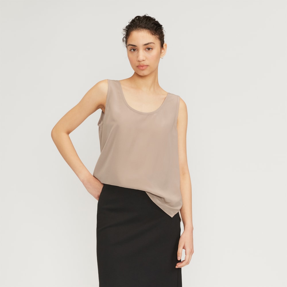 The Scoop Tank in Washable Silk in Burnt Sugar — front view
