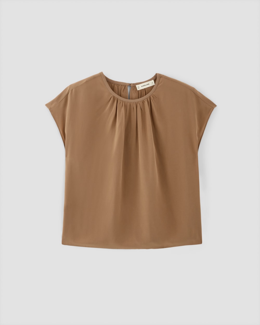 The Gathered Neck Top in Carob Brown — alternate view