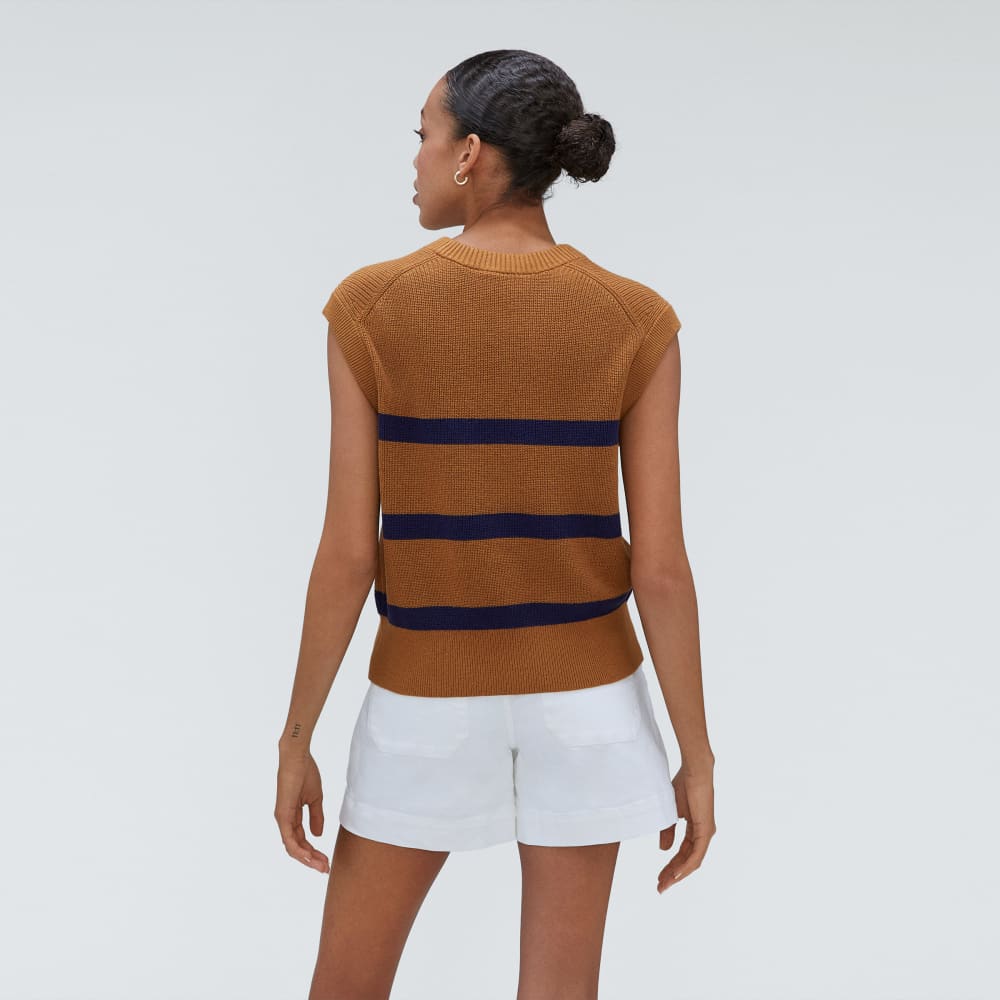 The Cotton Summer Sweater Tank in Caramel — detail view