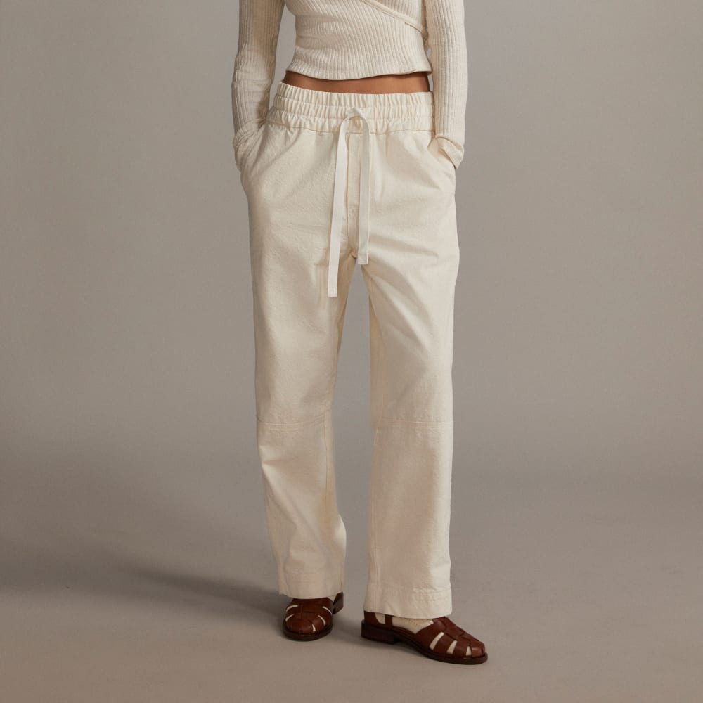 The Canvas Organic Cotton Pull-On Pant in Bone — front view